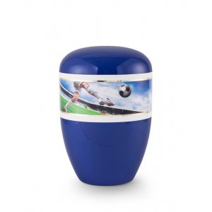 Biodegradable Cremation Ashes Urn (Blue with Football Border)